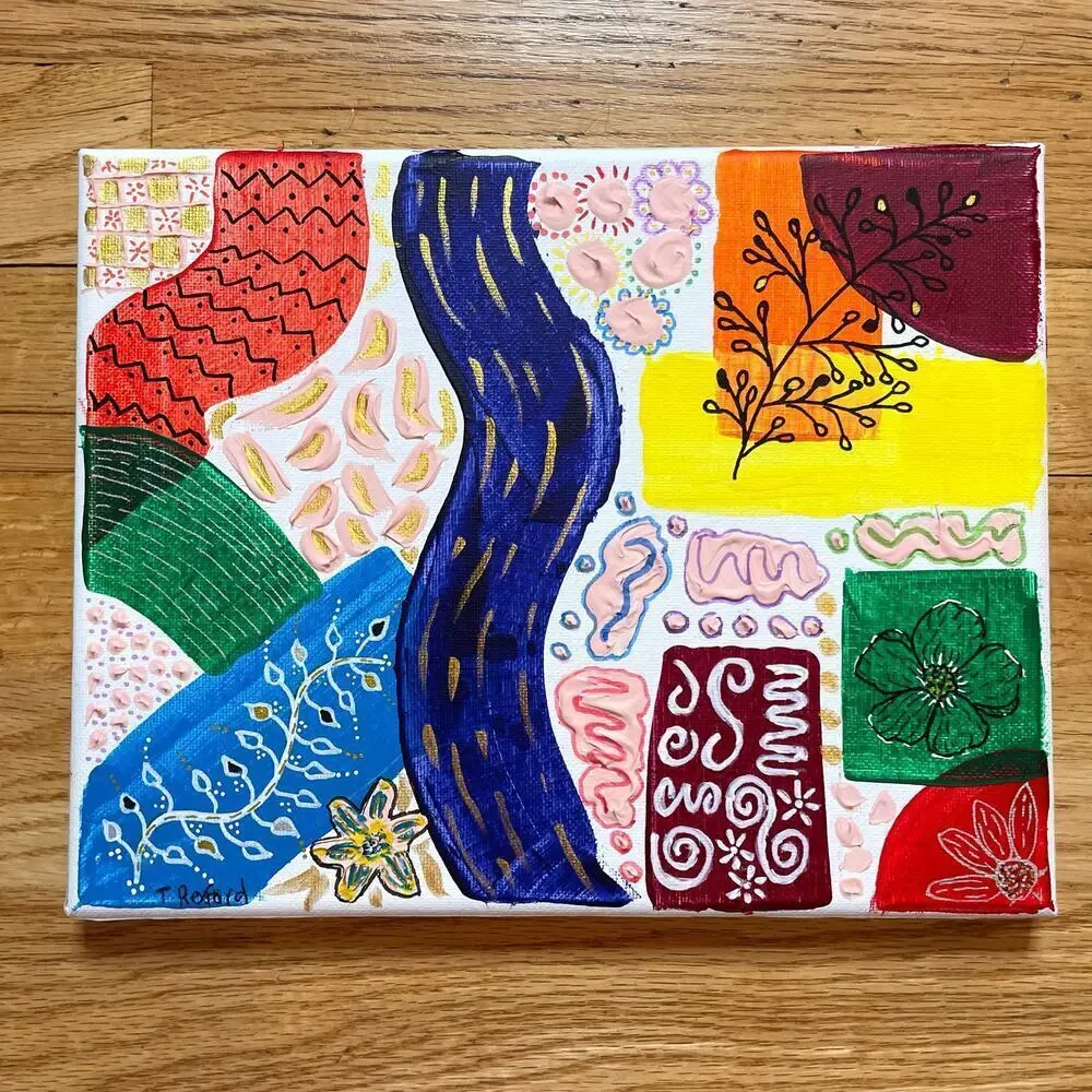 Hand painted acrylic original painting mixed media abstract
